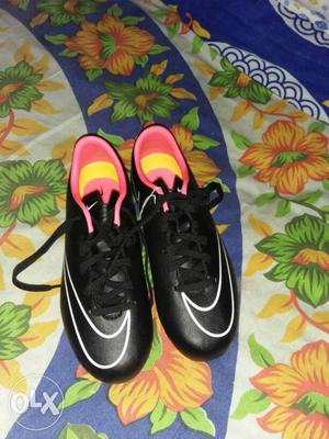 Pair Of Black-and-pink Nike Sports Shoes