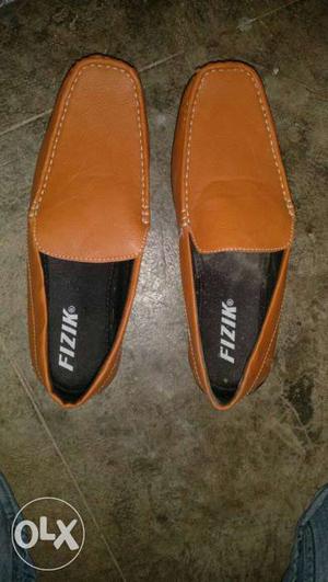 Pair Of Brown-and-black Fizik Leather Penny Loafers