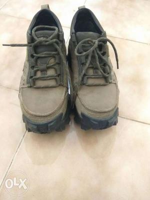 Pair Of Grey-and-black Hiking Shoes