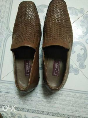 Pair Of Pure Brown Leather Slip-on Shoes