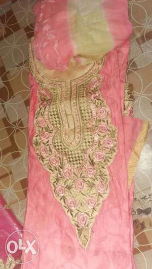 Pink And Beige Floral Traditional Dress