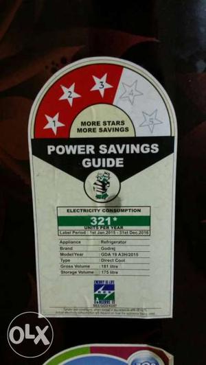 Power Saving Guide Sticker Label.1yr 6months old prce