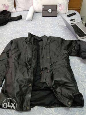 Pure leather jacket detachable 2 piece black