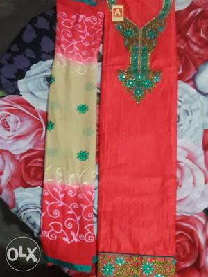Red And Brown Sari Dress