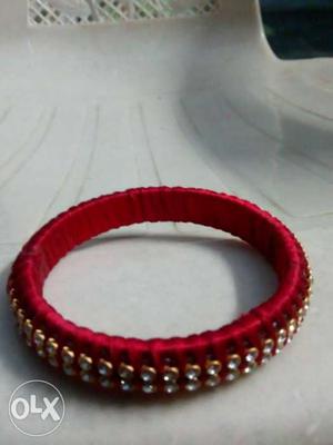 Red And Brown Thread Bangle