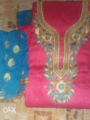 Red, Blue, And Gold Floral Traditional Dresses