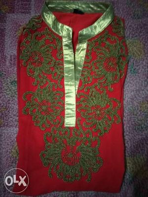 Red kurti with beautiful work