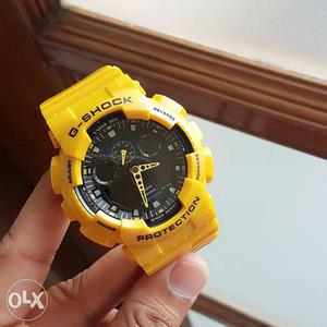 Round Yellow Casio G-Shock Digital Watch