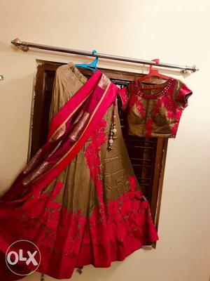 Taruni—Red And Brown Ghagra Choli Traditional Dress