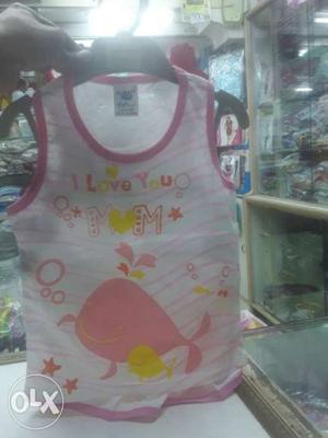 Toddler's White And Pink Sleeveless Shirt