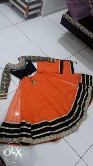 Women's Black, And Orange Traditional Dress