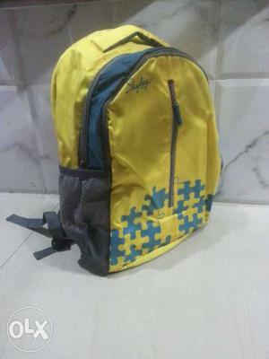 Yellow And Green Jigsaw Puzzle Backpack