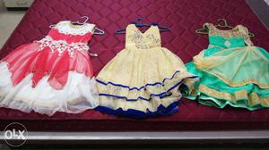 3 different colour frocks for 4 years old girls
