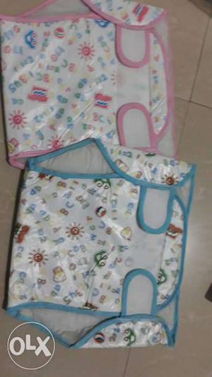 Baby's Two Pink And Blue Floral Cloth