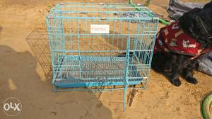 Blue Metal Wire Pet Crate
