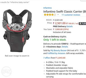 Brand new Infantino brand baby carrier from Newyork USA.