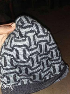 Gray And Black Knit Hat