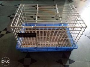 Gray And Blue Metal Bird Cage