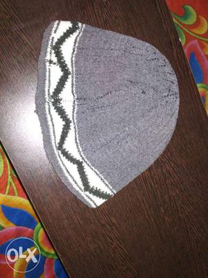 Gray And White Knit Cap