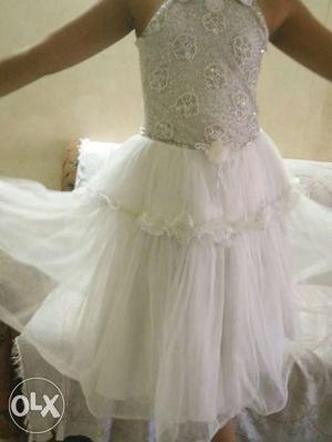 Kids White Floral Gown