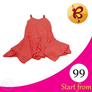Red And White Striped Spaghetti Strap Dress