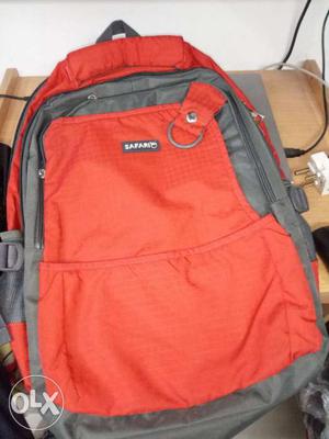 Safari Gray And Orange Backpack