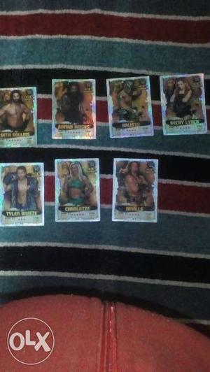Seven WWE Wrestler Trading Cards