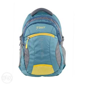 Teal And Gray Finer Leather Backpack