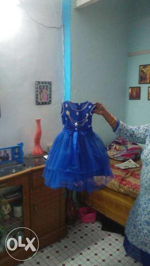 Toddler Girl's Blue Sleeveless Dress