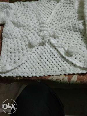 Toddler's Knitted White Cardigan