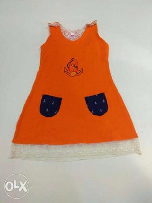 Toddler's Orange Sleeveless Top Dress