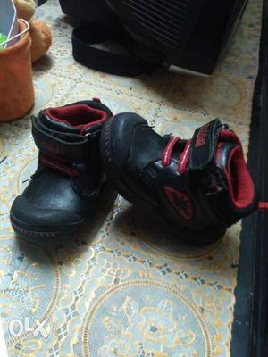 Toddler's Red-and-black Shoes for 8 month to 2 year baby.