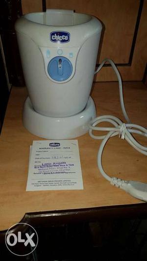 White And Blue Chicco bottle warmer with warranty card
