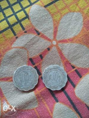 10 paise coins  silver coloured