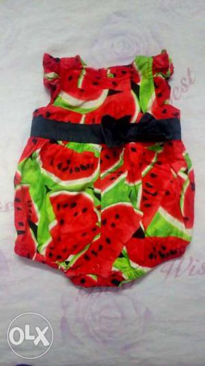 Baby watermelon dress (onesie) size: 0-4 months