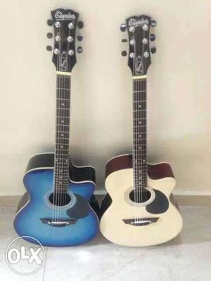 Blue And Brown Wooden Cutaway Acoustic Guitars