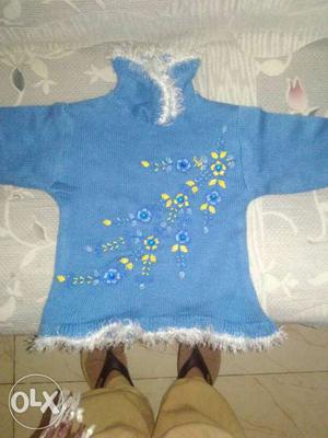 Blue And Yellow Floral Turtleneck Sweater 2 year old