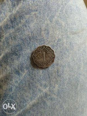 Old 1 Anna silvercoin . George 6 king emperior