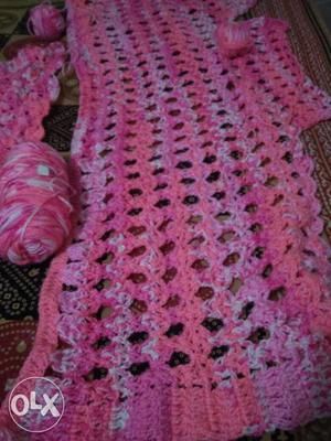 Pink And White Knitted Textile