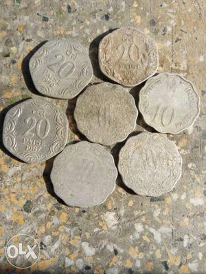 Silver-colored Indian Paise Coin Lot
