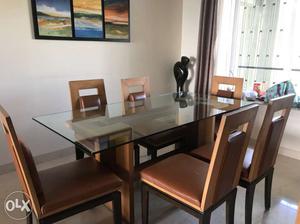 3 x 6 feet wooden Dining table with 6 chairs,