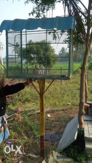 Blue Metallic Bird Cage