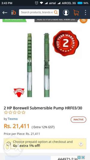 Texmo submersible pump 2 HP water filled pump 6