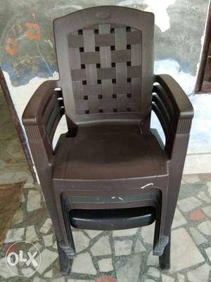 5 Brown Wooden Chair With Brown Cushion