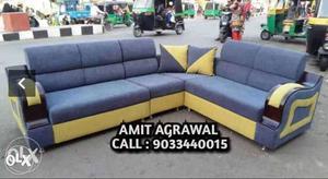 Blue And Yellow Sectional Couch