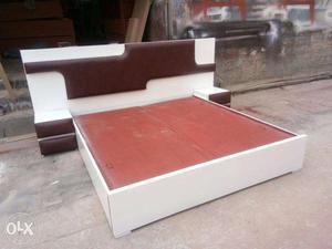 Brand new king size bed set with stylish side tables & LED