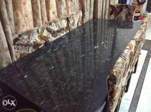 Rectangular Black Granite Dining Table