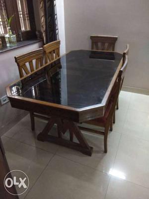 Teakwood Dining table with six chairs in good