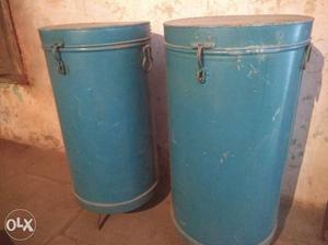Two Cylindrical Blue Steel Containers Up2 date condition 2