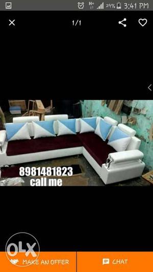 White And Maroon Sectional Couch Screenshot
